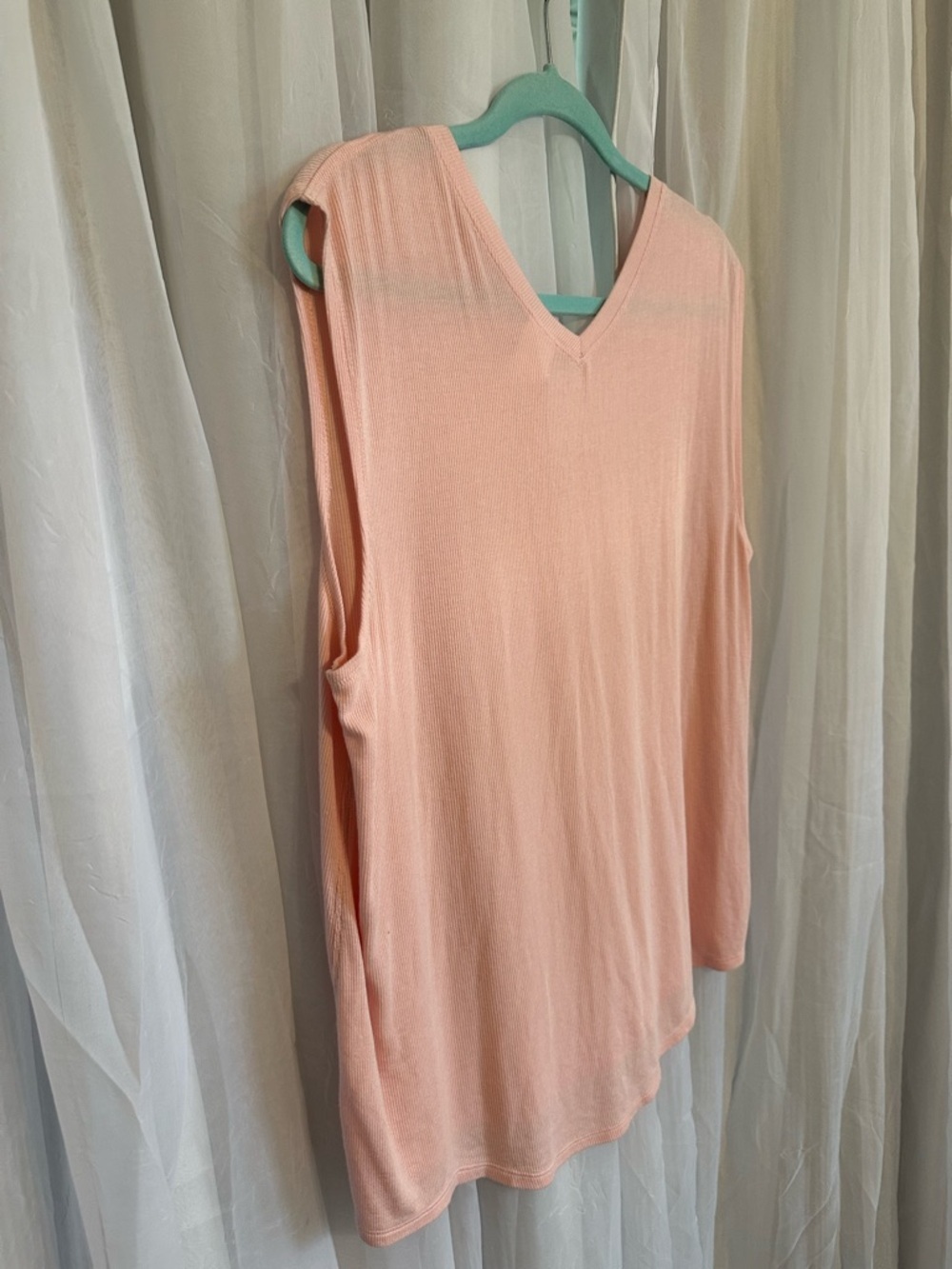 Sleeveless V-Neck Ribbed Top in Soft Pink - Picture 6 of 11